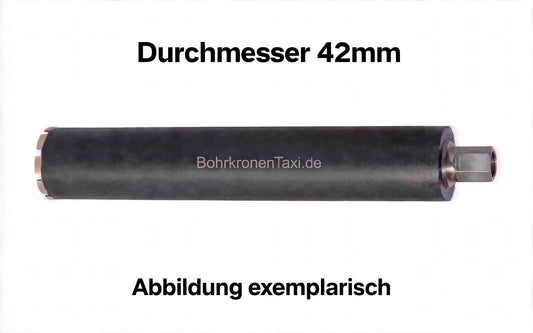 Premium Diamantbohrkrone 42 mm für Stahlbeton und Mauerwerk, 1 1/4" UNC Anschluss, 450 mm Arbeitslänge.